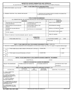 Incentive Award Nomination and Approval Form