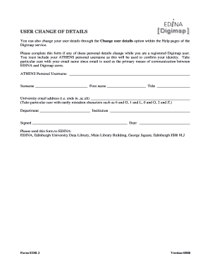 Change of User Details Form