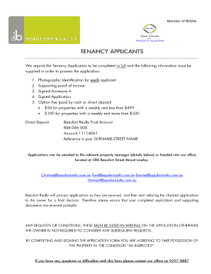 Application to Enter into Residential Tenancy Agreement