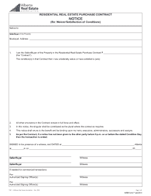 Residential Real Estate Purchase Contract Waiver Notice