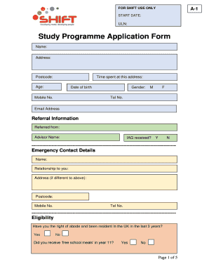 Study Programme Application Form