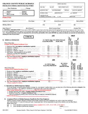 Orange County Public Schools Insurance Enrollment Form
