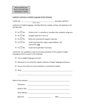 English Proficiency Verification Form