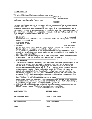 Letter of Intent for Property Purchase