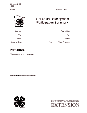 4-H Youth Development Participation Summary Form