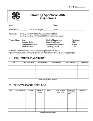 4-H Shooting Sports Project Record