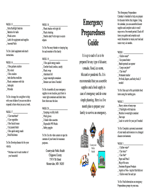 Emergency Preparedness Calendar