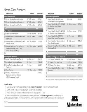 Gordon Food Service Home-Care Products Order Form
