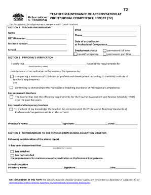 Teacher Maintenance of Accreditation at Professional Competence Report