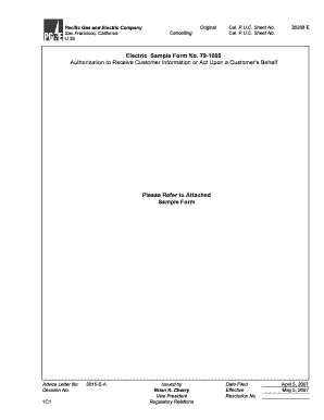 Authorization to Act on Customer's Behalf