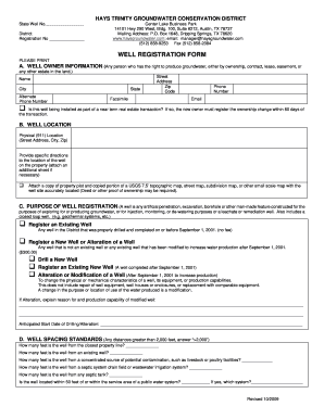 Texas Well Registration Form