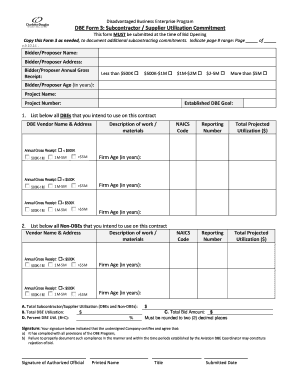Disadvantaged Business Enterprise Program Form 3