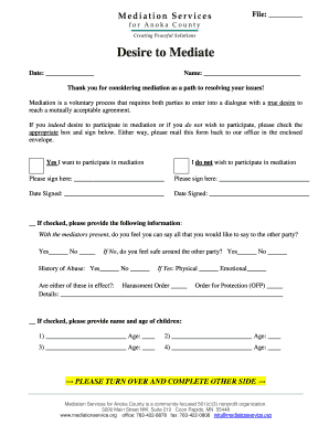 Mediation Participation Form