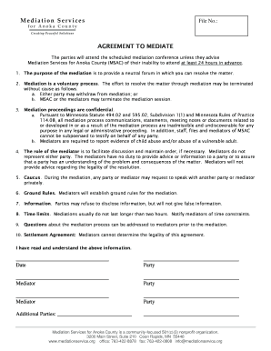Agreement to Mediate
