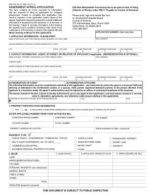 California Assessment Appeal Application