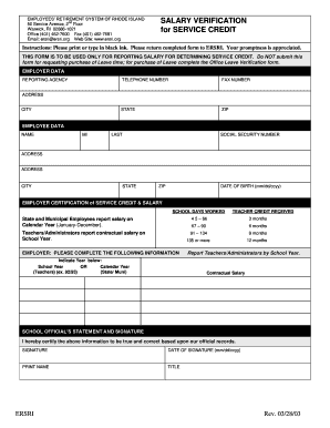 Rhode Island Salary Verification for Service Credit