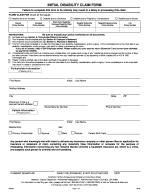 Initial Disability Claim Form