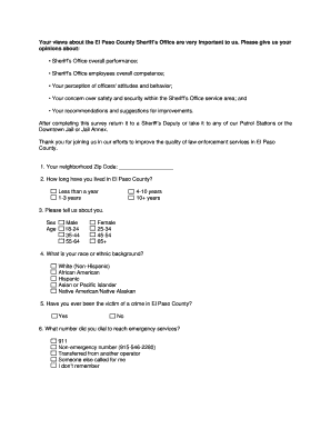 El Paso County Sheriff's Office Survey Form
