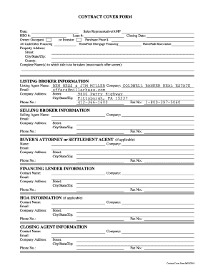 Real Estate Contract Cover Form