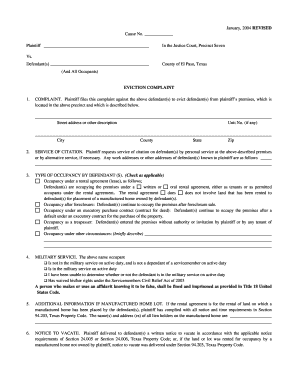 Texas Eviction Complaint Form