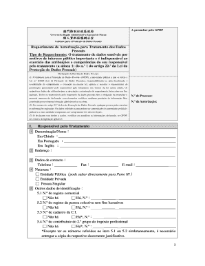 Requerimento de Autorização para Tratamento dos Dados Pessoais