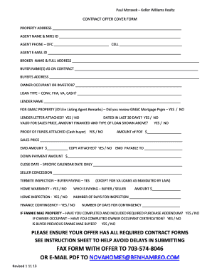 Real Estate Offer Cover Form