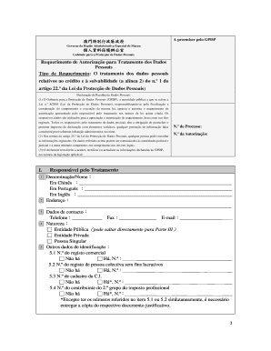 Requerimento de Autorização para Tratamento dos Dados Pessoais
