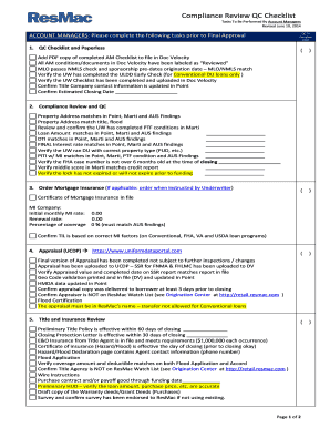 Compliance Review QC Checklist