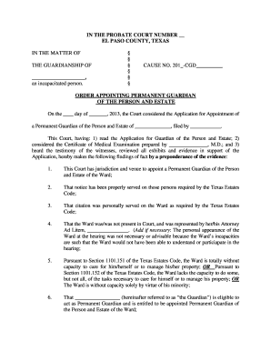 Texas Permanent Guardian Appointment Order