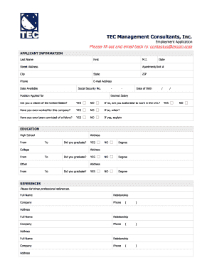 Employment Application Form