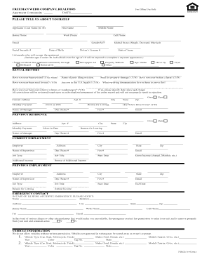 Freeman Webb Apartment Rental Application