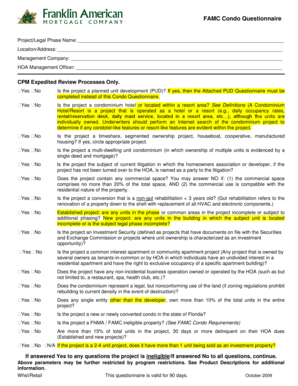 FAMC Condo Questionnaire