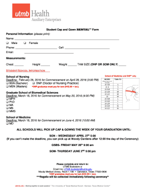 Student Cap and Gown Rental Form