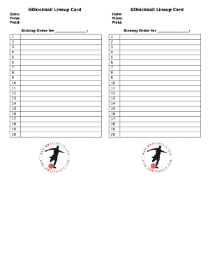GOkickball Lineup Card