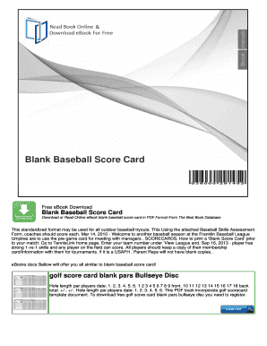 Blank Baseball Score Card
