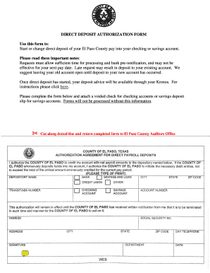 Direct Deposit Authorization Form