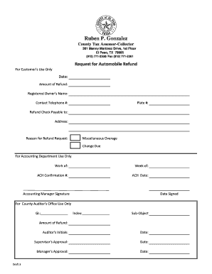 Texas Automobile Refund Request