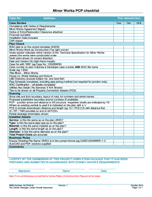 Minor Works Sewer Audit Checklist - sydneywatercomau