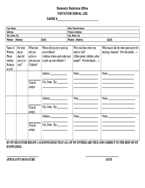 Visitation Denial Log