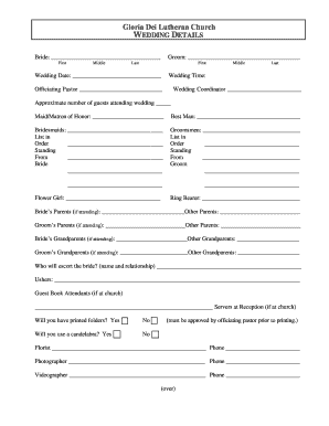 Wedding Details Form