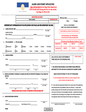San Diego Alarm User Permit Application