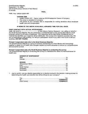 New Mexico Small Business Healthcare Survey