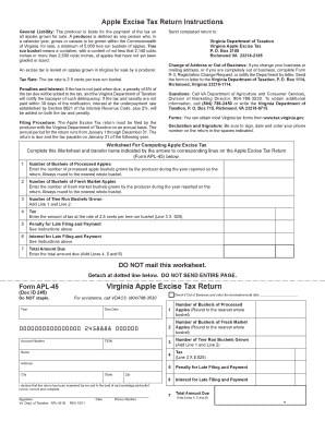 Virginia Apple Excise Tax Return
