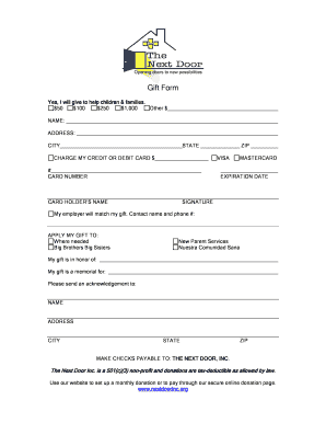 Gift Donation Form