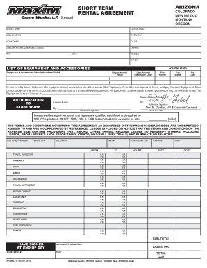 Short Term Rental Agreement