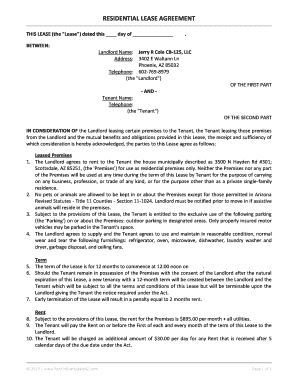 Arizona Residential Lease Agreement