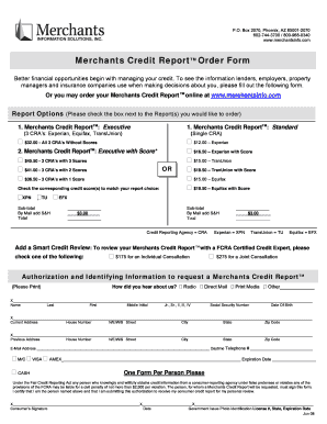 Merchants Credit Report Order Form