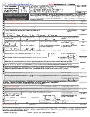 California Employee Injury or Illness Report