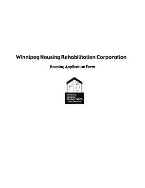Winnipeg Housing Rehabilitation Corporation Housing Application Form