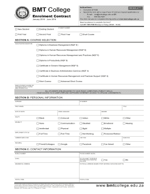 BMT College Enrolment Contract